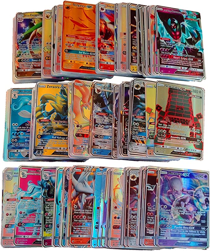 100 Pokemon Cards EX GX, BINYATOU Trading Card Game 80 EX+20 Mega, GX ...