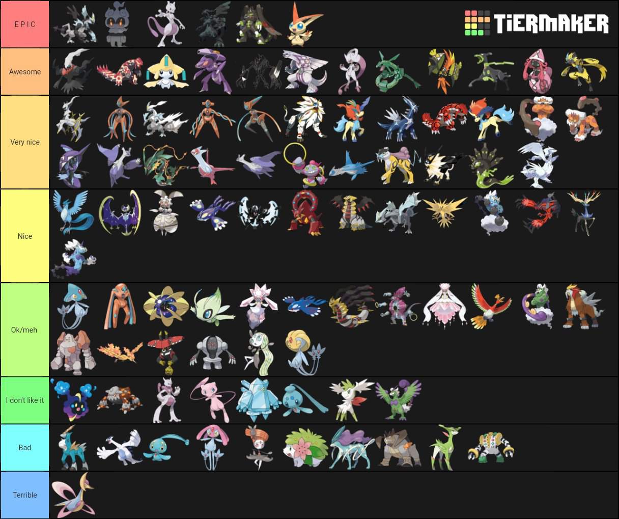18 Tier List Legendary Pokemon