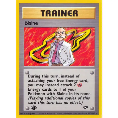 Blaine 100/132 Gym Challenge 1st Edition Rare Trainer Pokemon Card NEAR ...