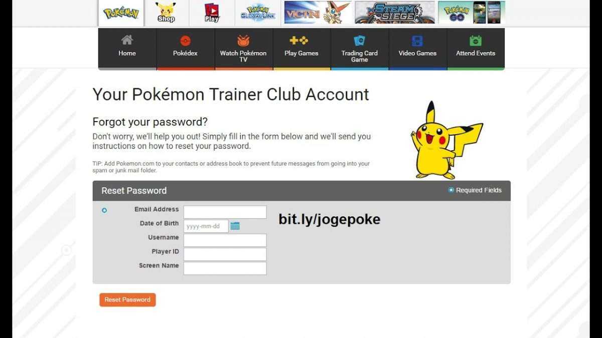 Cara Ganti Password Pokemon Trainer Club PTC How To Change Pokemon ...