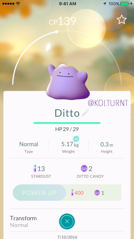 Ditto is in Pokemon Go! I Caught One! : pokemongo