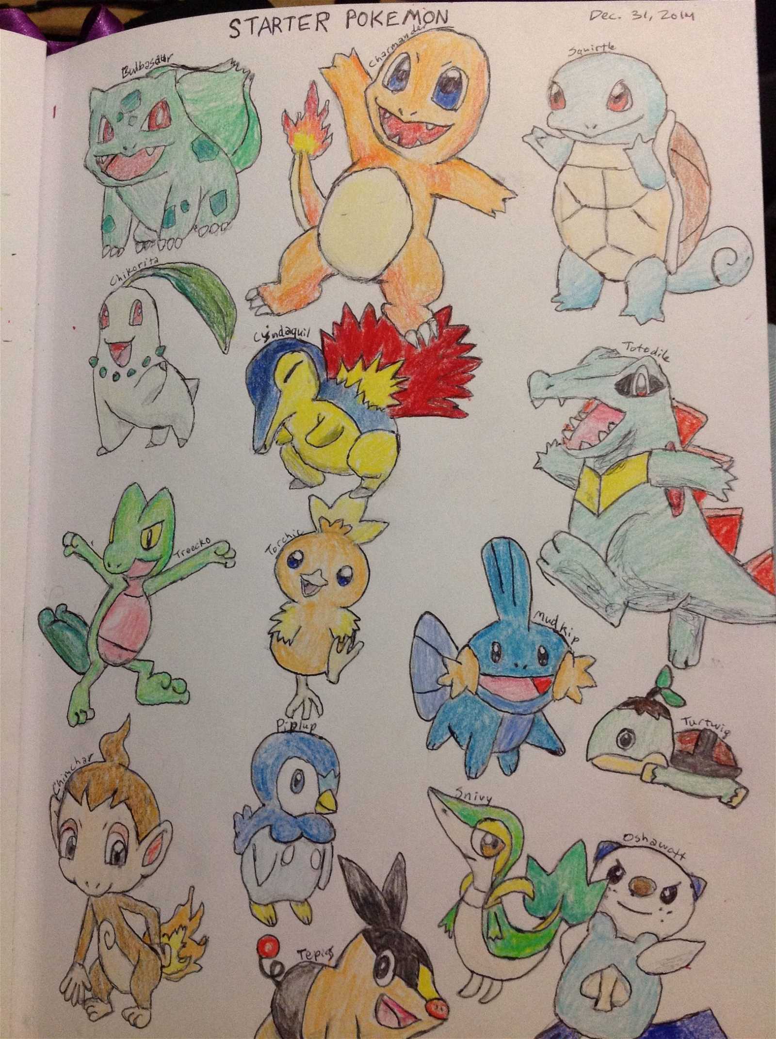 Finished the year by drawing way too many starter pokemon ...