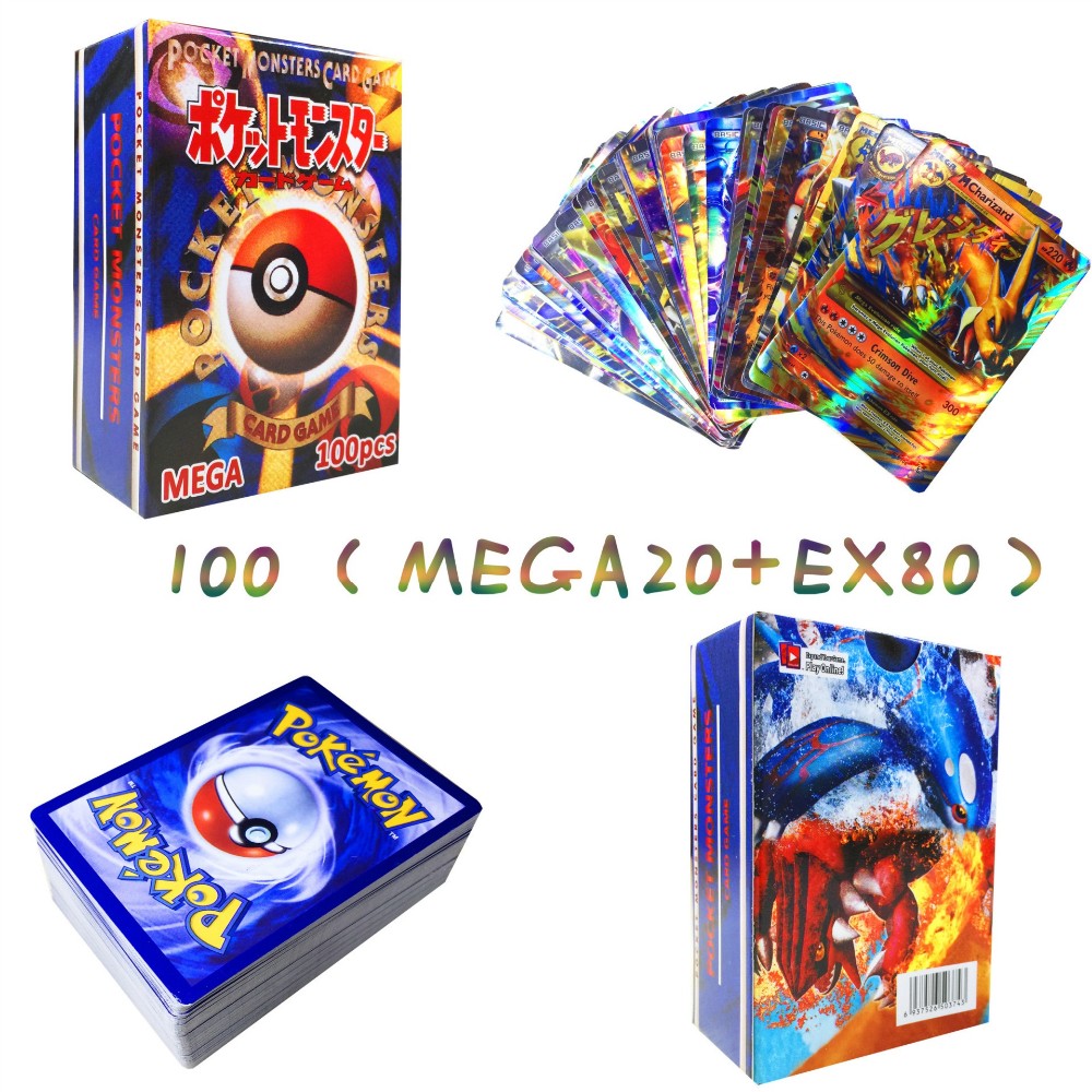 Free Shipping 100 Pokemon Cards Tcg Style Ex Full Art 60 Ex Cards 20 ...