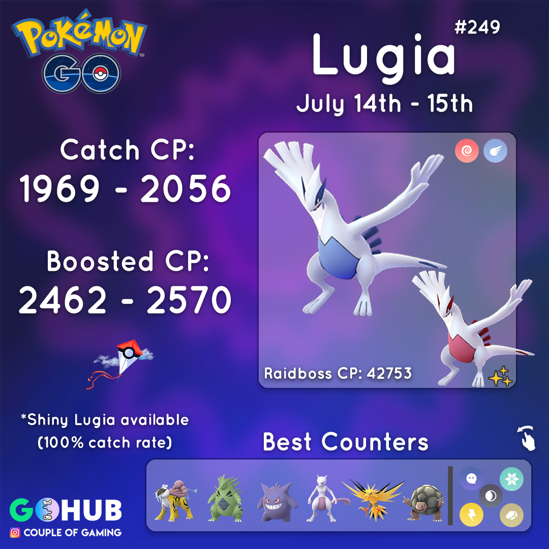 Lugia raid counters and combat power cheat sheet