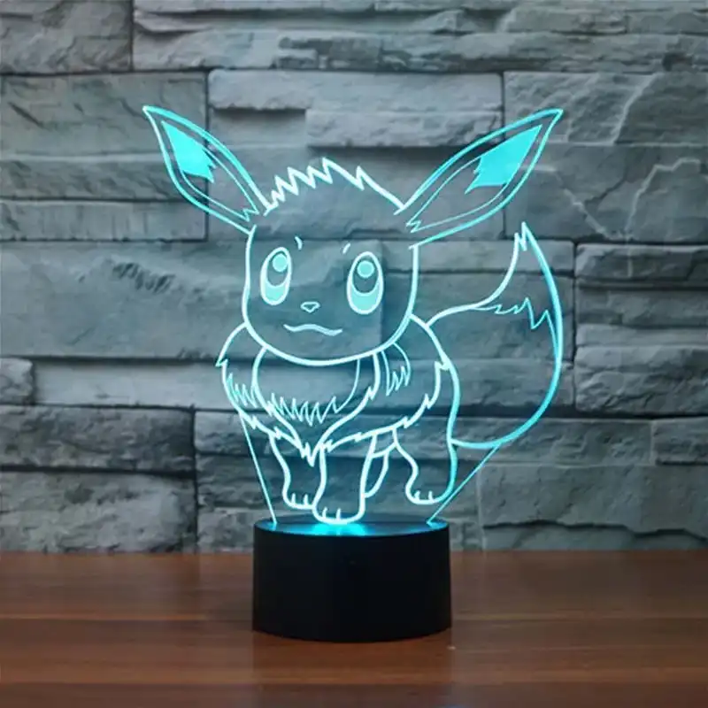 Pokemon Go Eevee 3D Night Light 7 Color Change Pikachu ...