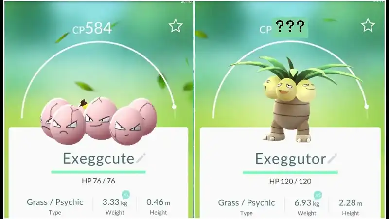 Pokemon Go Exeggcute(584) Evolution to +1600Exeggcutor ...