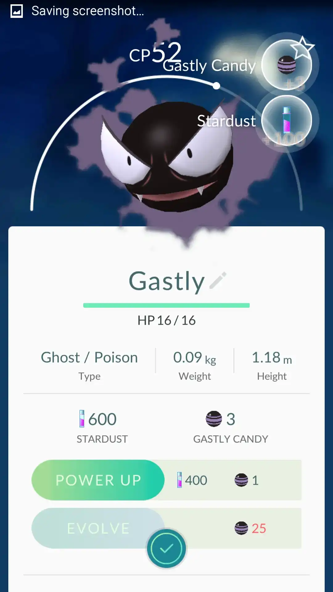 Pokemon Go Gastly profile
