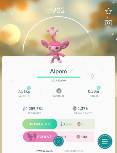 Pokemon Go Shiny Aipom
