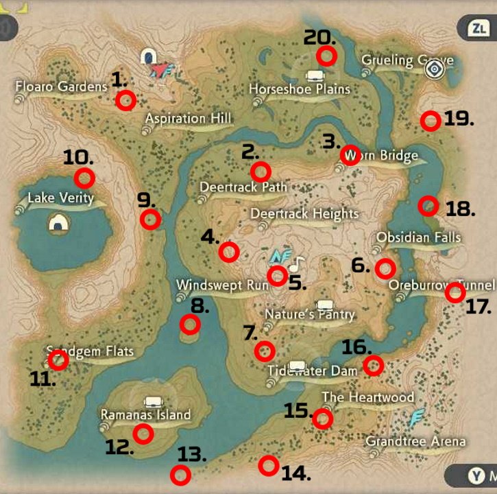 Pokemon Legends: Arceus Obsidian Fieldlands wisp locations map