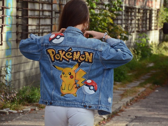 Pokemon Painted Levis jacket vintage Oversized denim pikachu