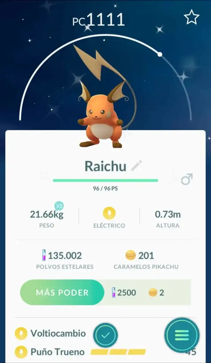 Raichu Shiny Pokemon Go
