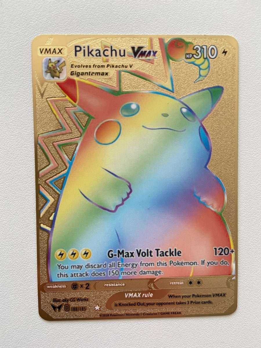 Rainbow Pikachu VMAX Pokemon Card Champions Path Gold Metal