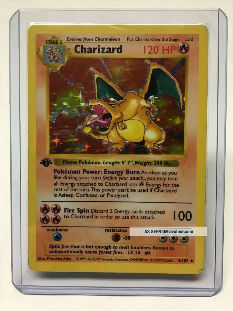 Rare Holofoil Charizard Pokemon Card Shadowless