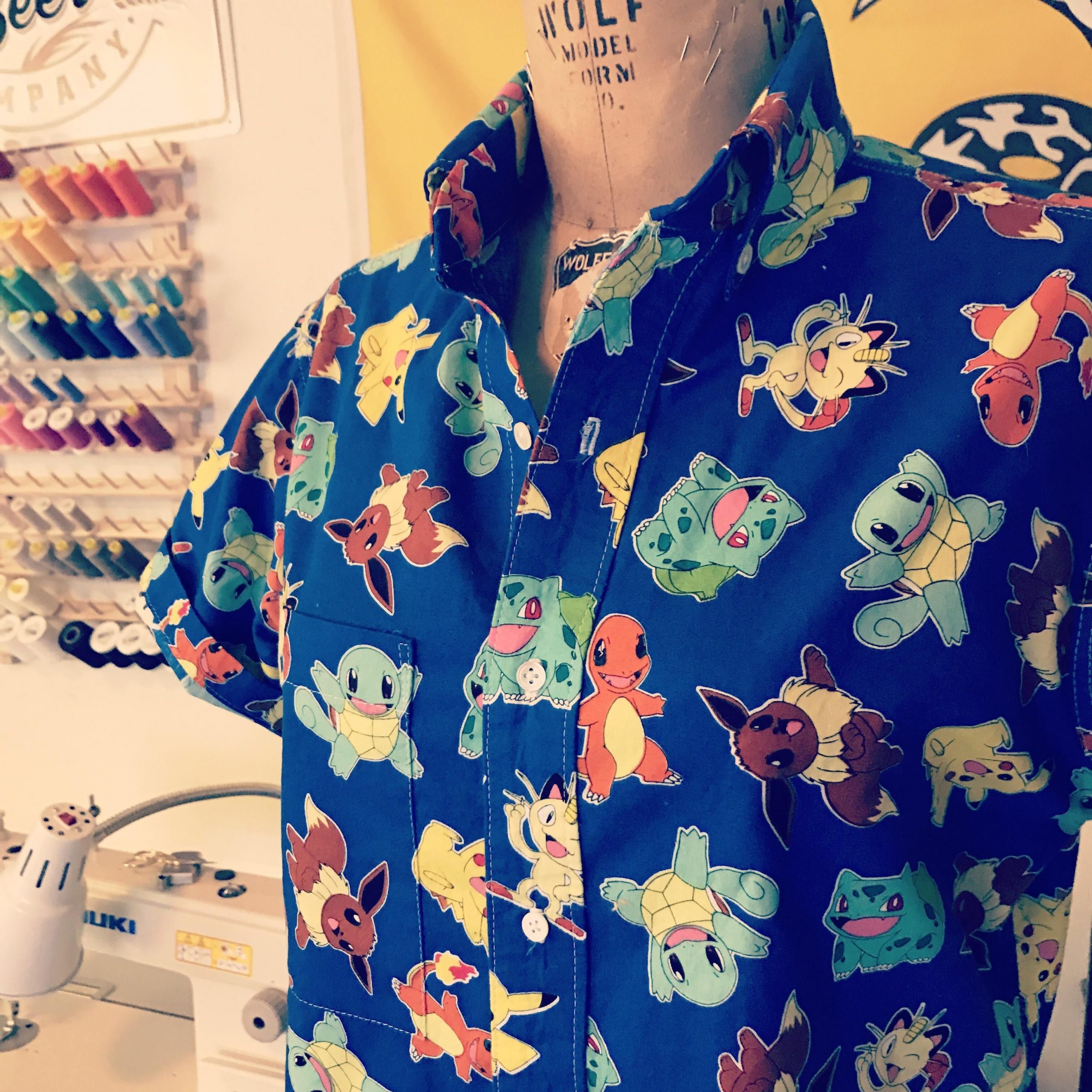 [self drafted] [fo] Pokémon print button down collared shirt I just ...