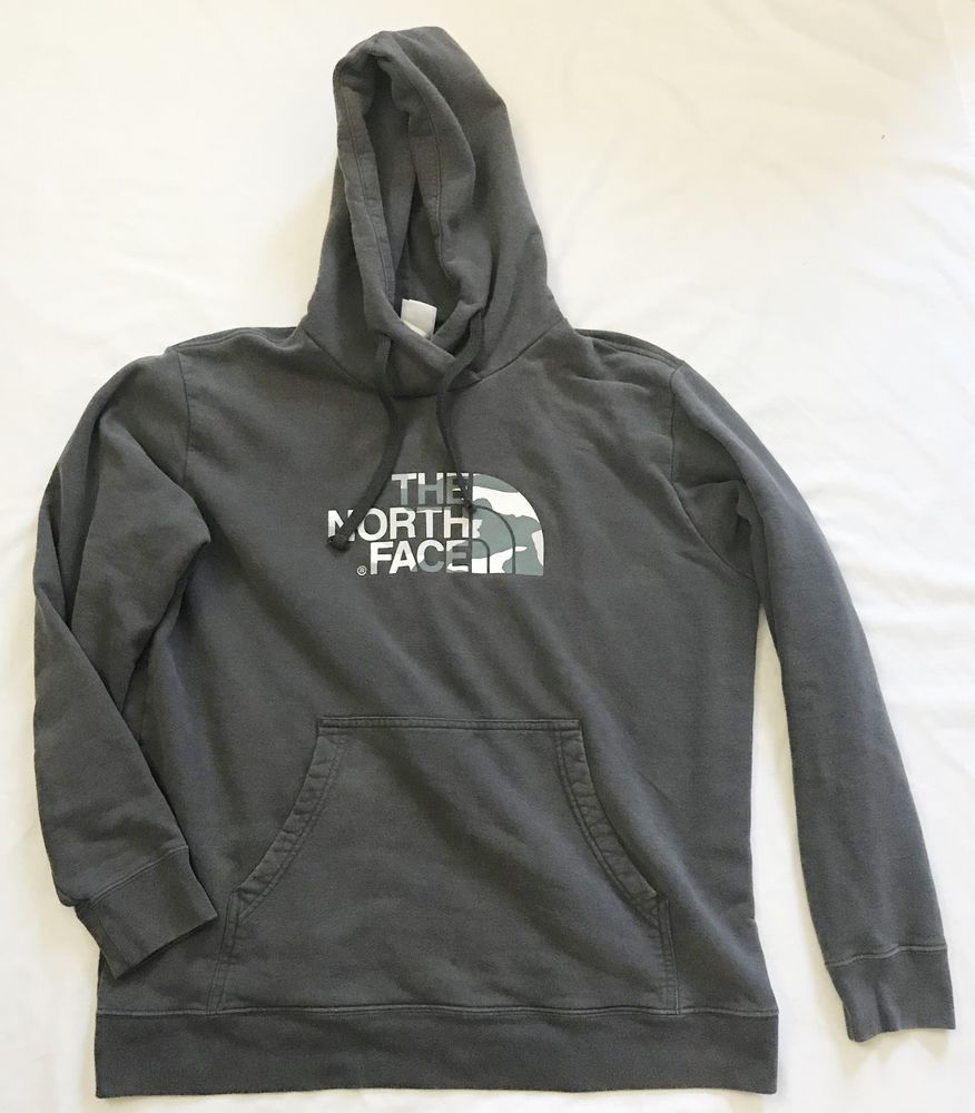 The North Face Mens XL Gray Camouflage Logo Fleece Hoodie Sweatshirt # ...