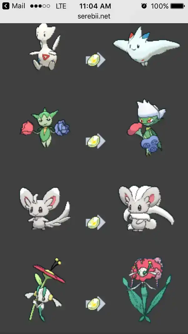 Which Pokemon evolve with Shiny Stones?